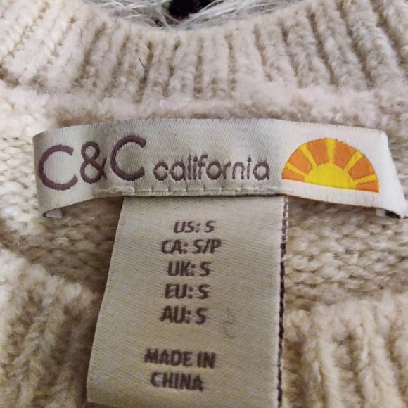 C&C California Colour Block Wool Blend Yellow Sweater - Picture 2 of 5